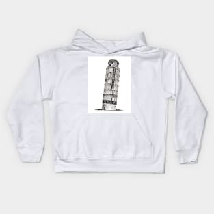 Leaning Tower of PISA Italy Pen And Ink Illustration Kids Hoodie